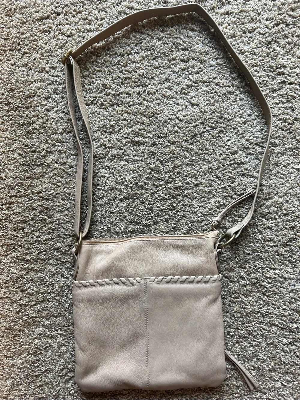 Everyday Neutral Taupe Crossbody Bag with Front Zip Pocket
